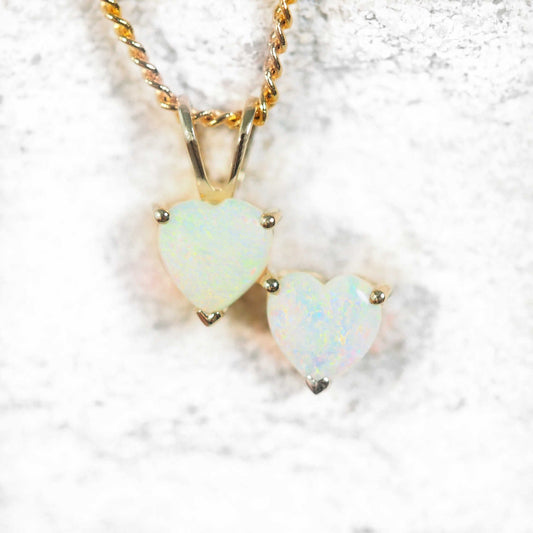 'Heart to Heart Deux' Crystal Opal Pendant 9ct Gold