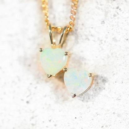 'Heart to Heart Deux' Crystal Opal Pendant 9ct Gold