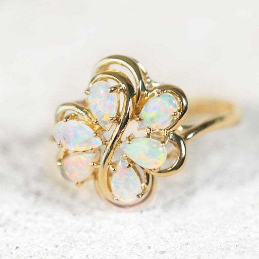 'Isadora' Crystal Opal Ring 14ct Gold
