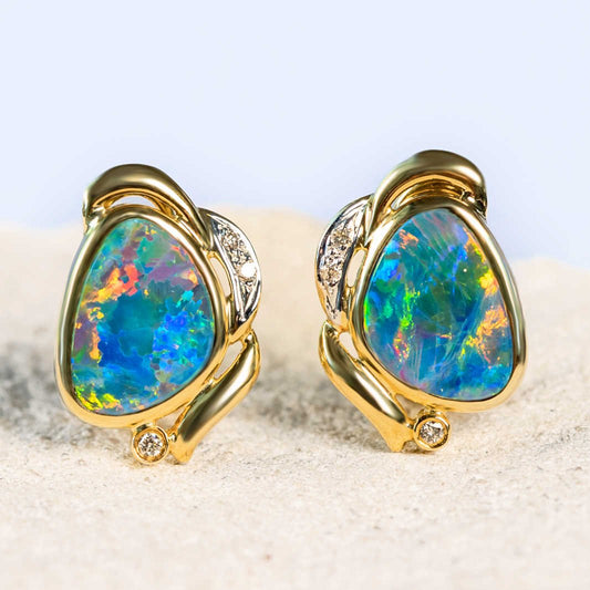 'Isla' Doublet Opal Earrings 18ct Gold