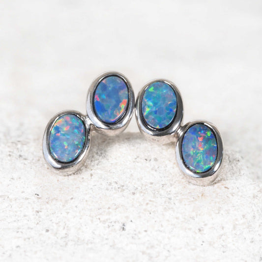 'Isolde' Doublet Opal Earrings Silver