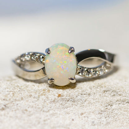 'Kaia' Solid Opal Ring Silver
