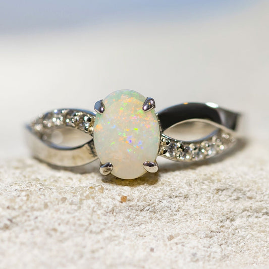 'Kaia' Solid Opal Ring Silver
