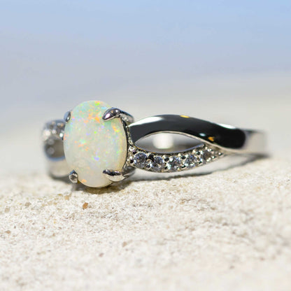 'Kaia' Solid Opal Ring Silver