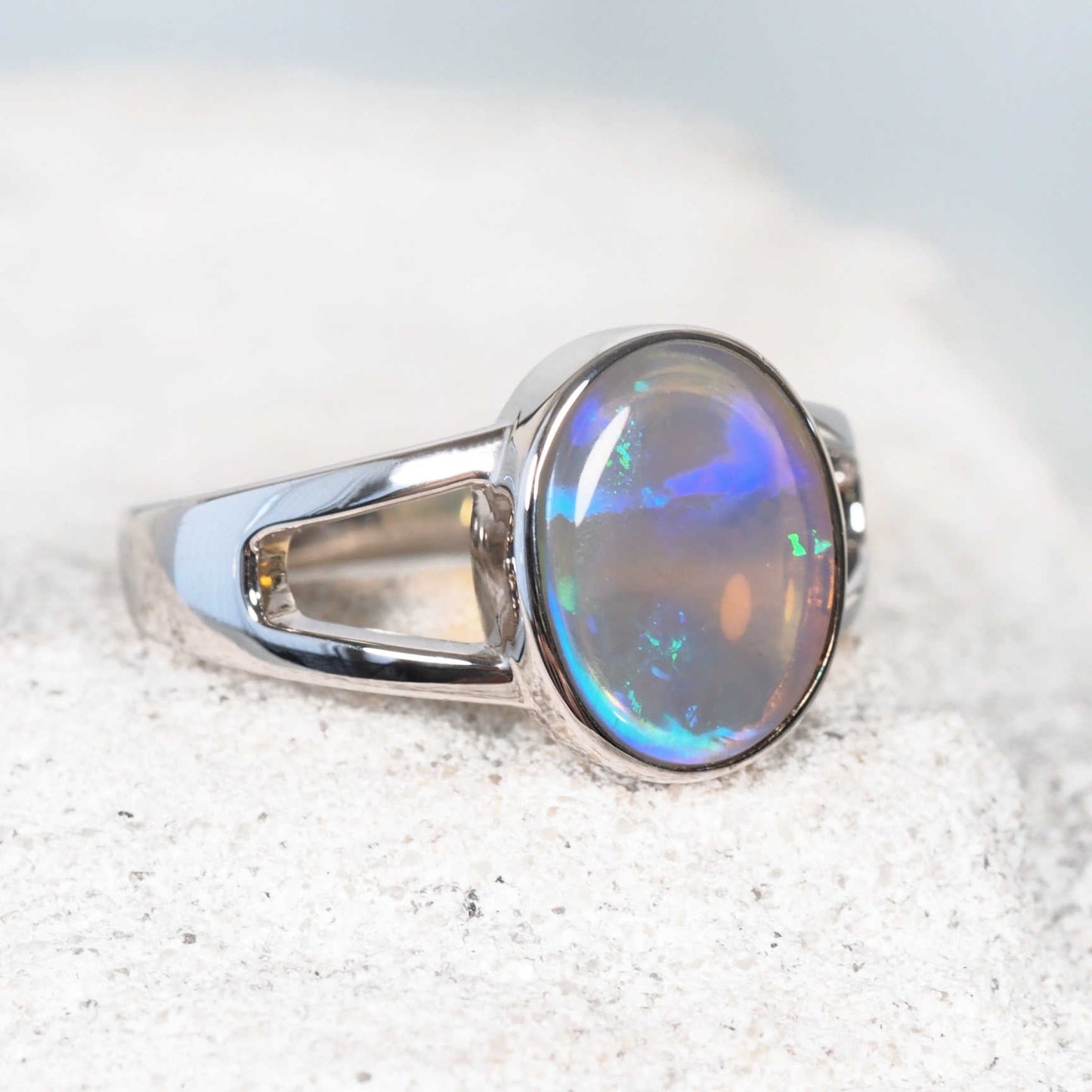 'Kasia' Crystal Opal Ring Silver