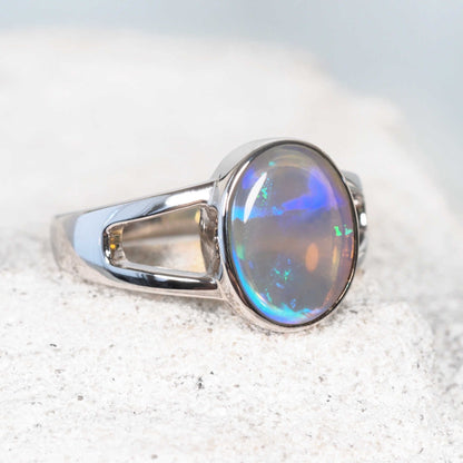 'Kasia' Crystal Opal Ring Silver