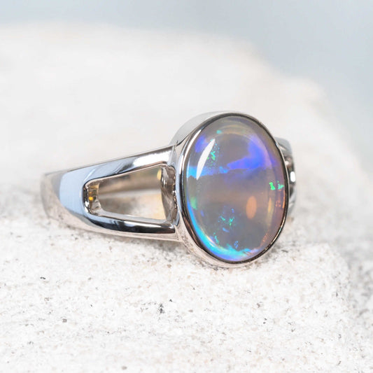 'Kasia' Crystal Opal Ring Silver