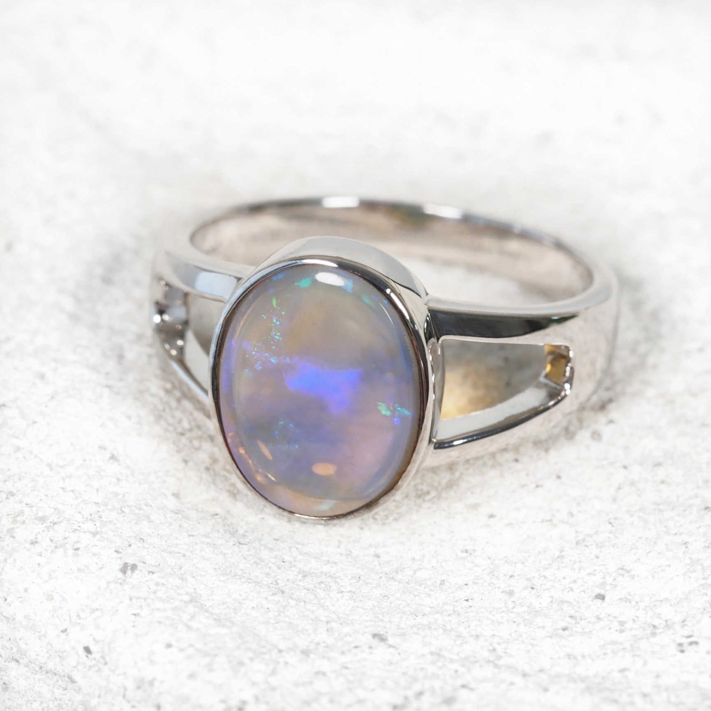 'Kasia' Crystal Opal Ring Silver