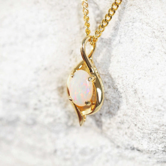 'Kassidy' White Opal Pendant Gold Plated Silver