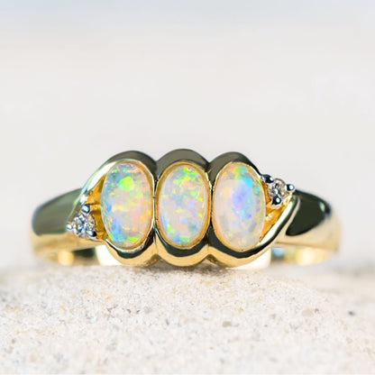 'Katia' White Opal Ring 18ct Gold