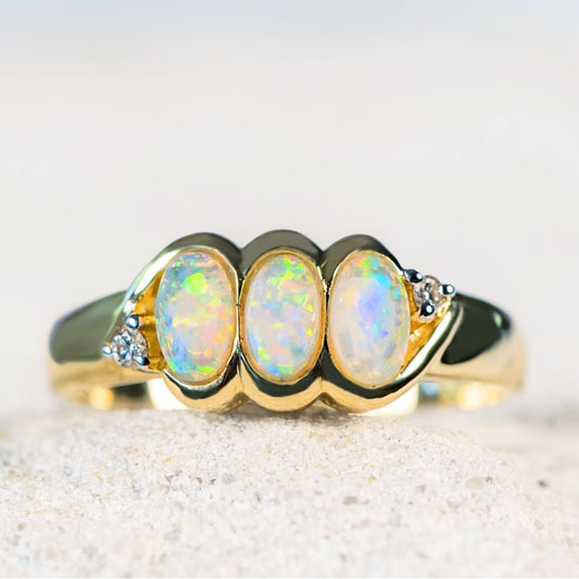 'Katia' White Opal Ring 18ct Gold