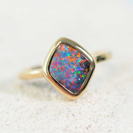'Keisha' 18ct Gold Black Opal Ring