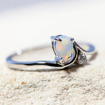 'Kiara' Crystal Opal Ring Silver
