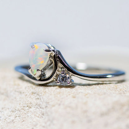 'Kiara' Crystal Opal Ring Silver