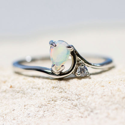 'Kiara' Crystal Opal Ring Silver