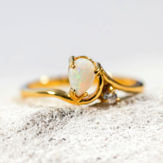 'Kiara' Solid Opal Ring Gold Plated Silver
