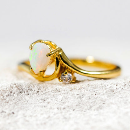 'Kiara' Solid Opal Ring Gold Plated Silver