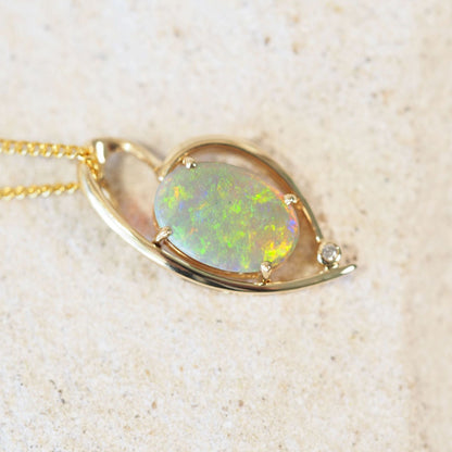 'Kimora' Dark Crystal Opal Pendant 14ct Gold