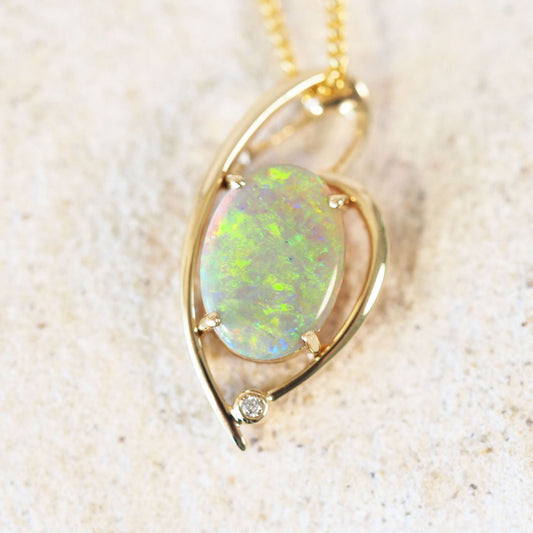 'Kimora' Dark Crystal Opal Pendant 14ct Gold