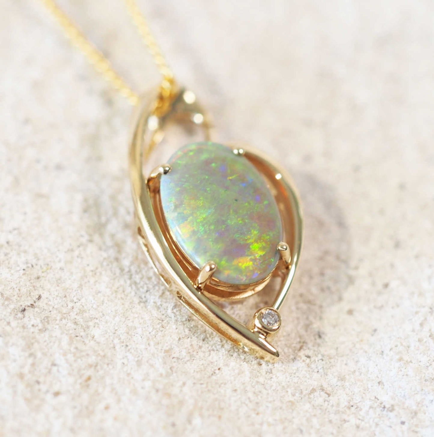 'Kimora' Dark Crystal Opal Pendant 14ct Gold