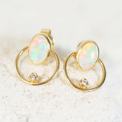 'Koemi’ Crystal Opal Earrings 18ct Gold