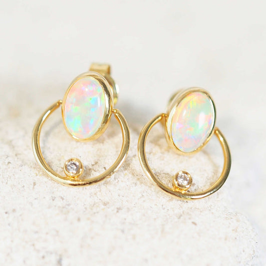 'Koemi’ Crystal Opal Earrings 18ct Gold