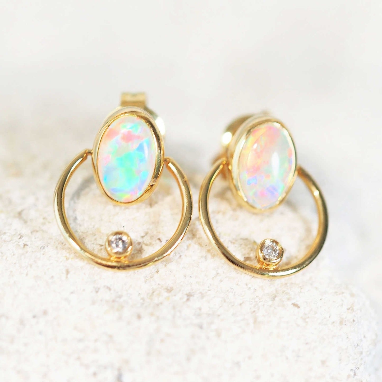 'Koemi’ Crystal Opal Earrings 18ct Gold