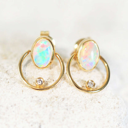'Koemi’ Crystal Opal Earrings 18ct Gold
