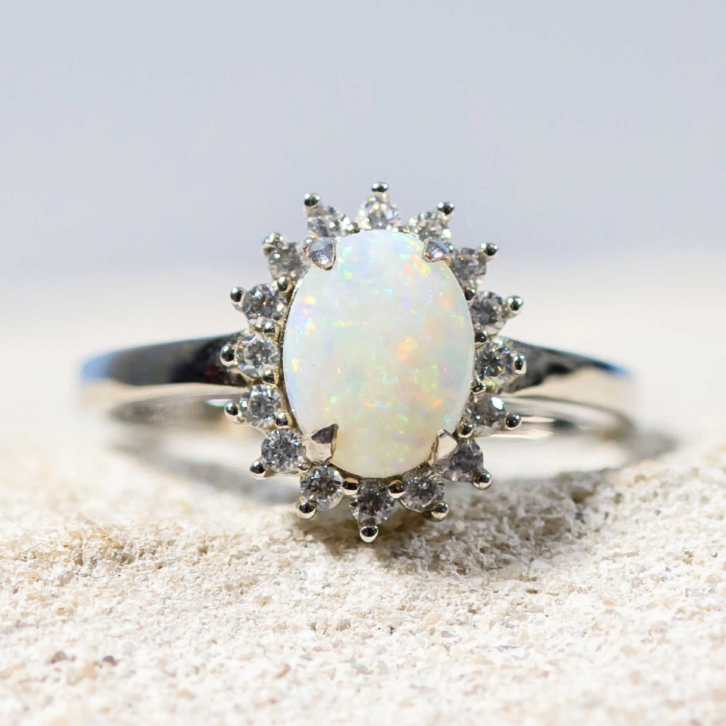 'Le Princess' White Opal Ring Silver