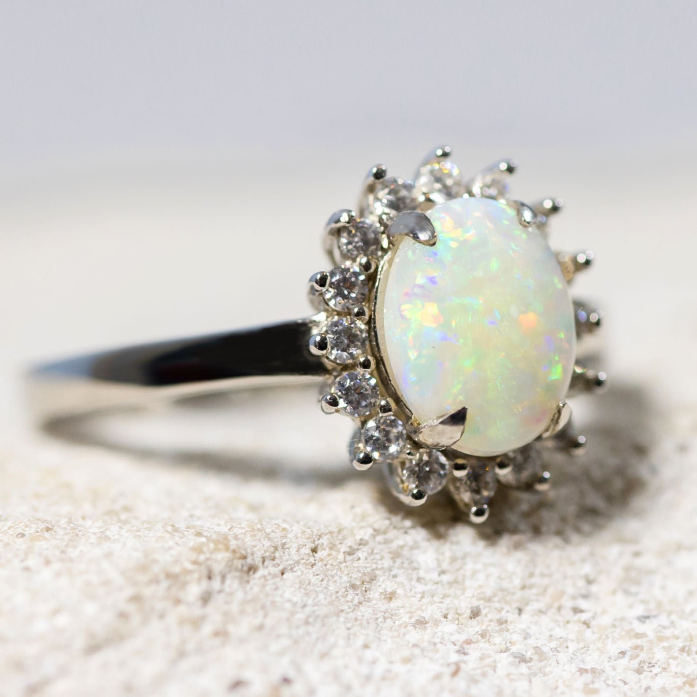 'Le Princess' White Opal Ring Silver