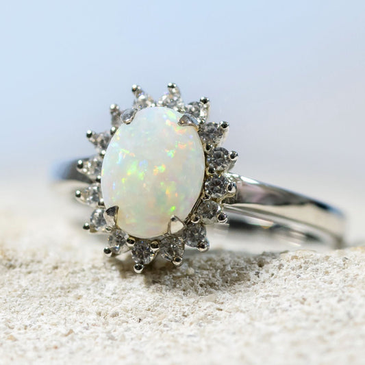'Le Princess' White Opal Ring Silver