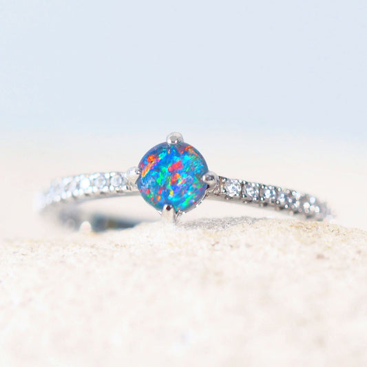 'Leila' Triplet Opal Ring Silver