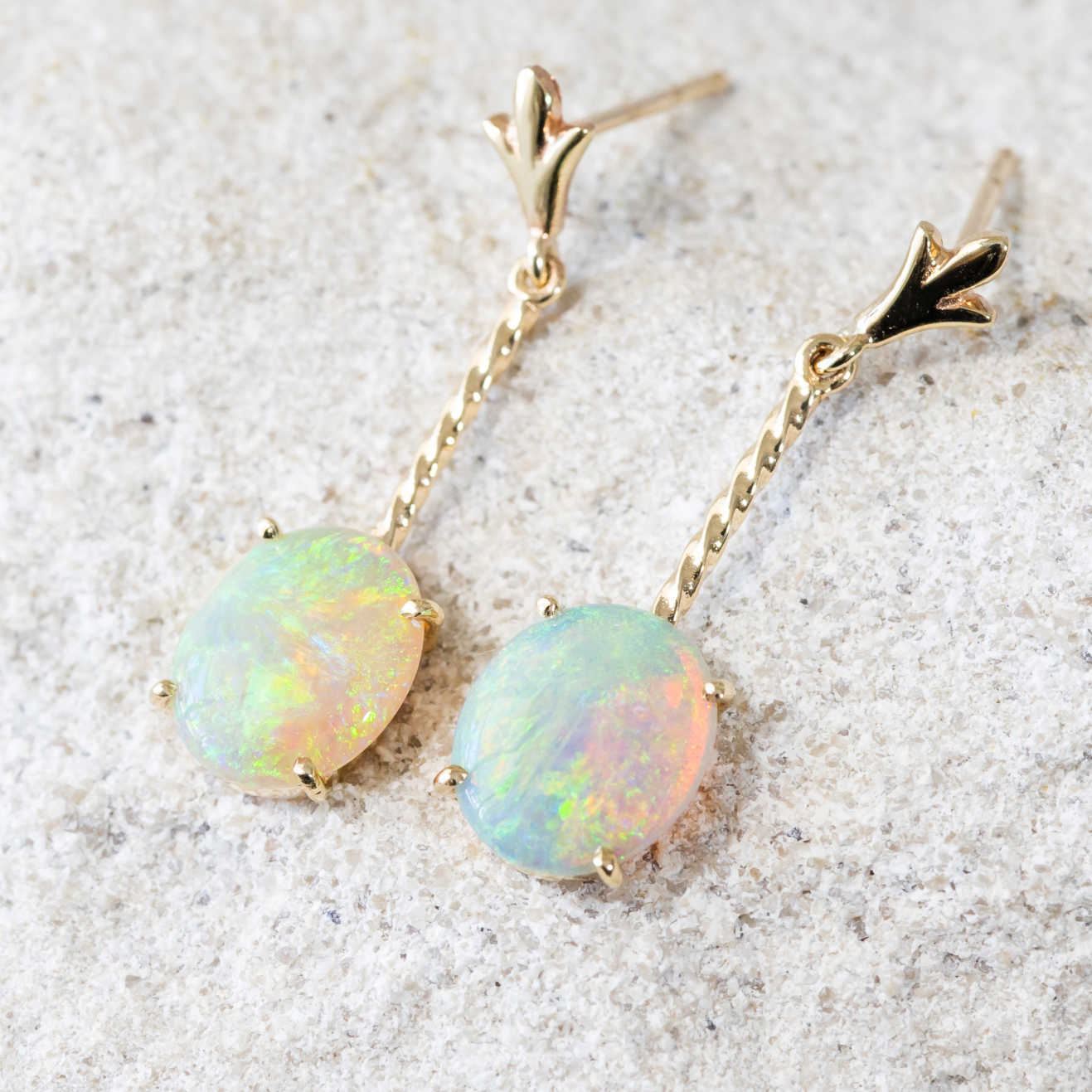 'Leyla' Crystal Opal Earrings 9ct Gold