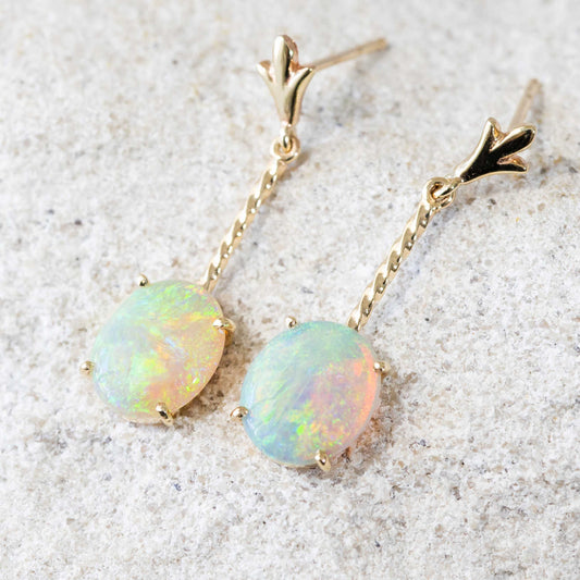 'Leyla' Crystal Opal Earrings 9ct Gold