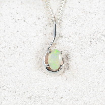 'Lia' Crystal Opal Pendant 9ct White Gold