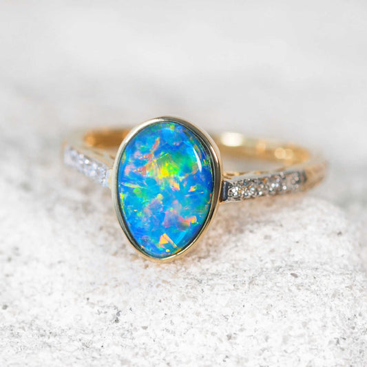'Liora' Doublet Opal Ring 14ct Gold