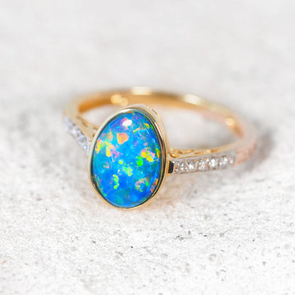 'Liora' Doublet Opal Ring 14ct Gold
