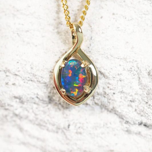 'Lira' Triplet Opal Pendant Gold Plated Silver