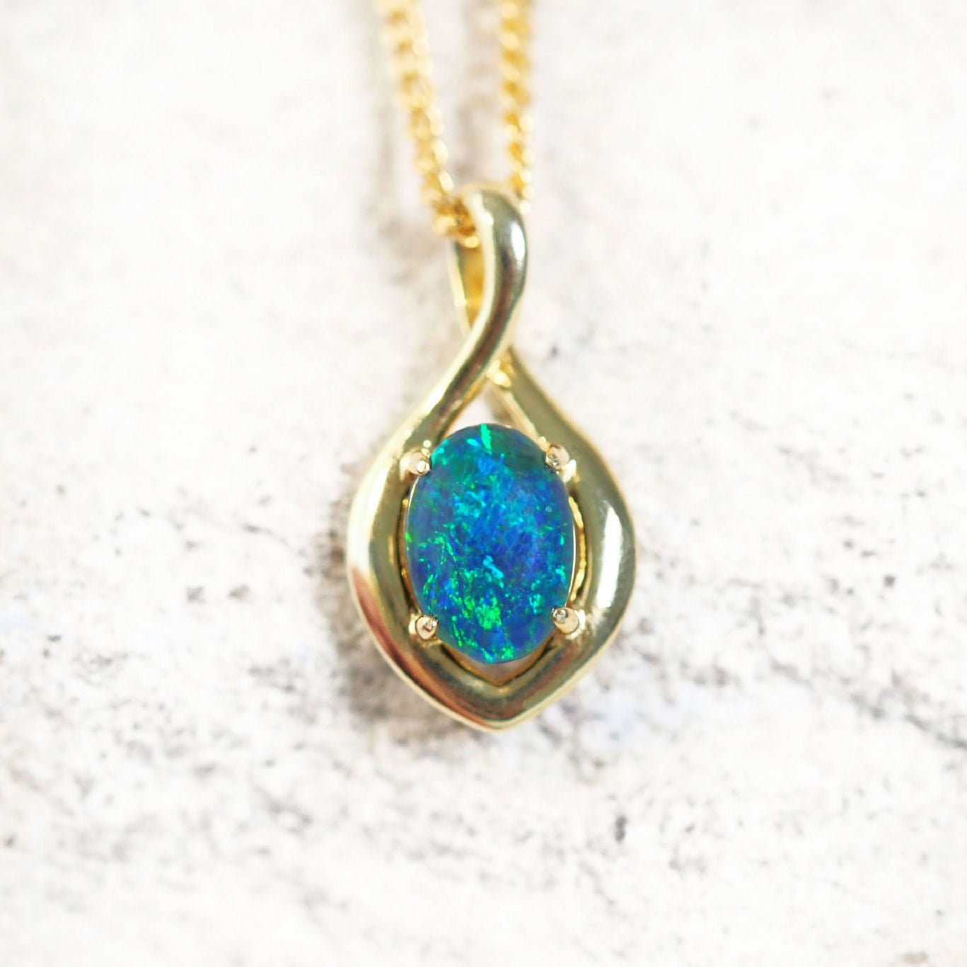 'Lira' Triplet Opal Pendant Gold Plated Silver