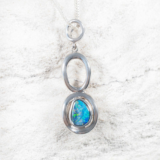 'Lolia' Doublet Opal Pendant Silver