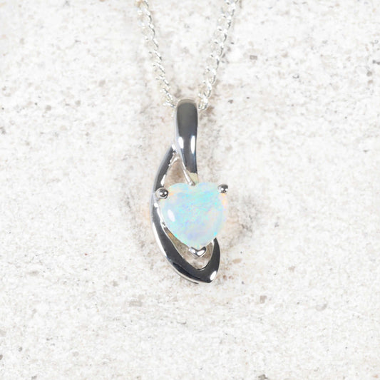 'Love Heart Green' Crystal Opal Pendant 9ct White Gold