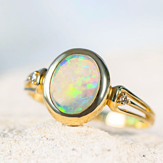 'Lucila' Crystal Opal Ring 14ct Gold