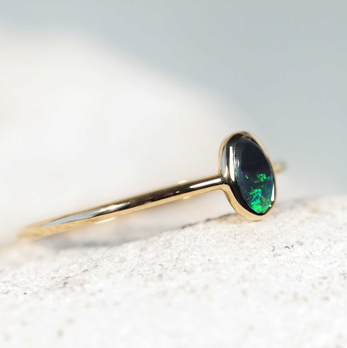 'Maelin' Black Opal Ring 14ct Gold
