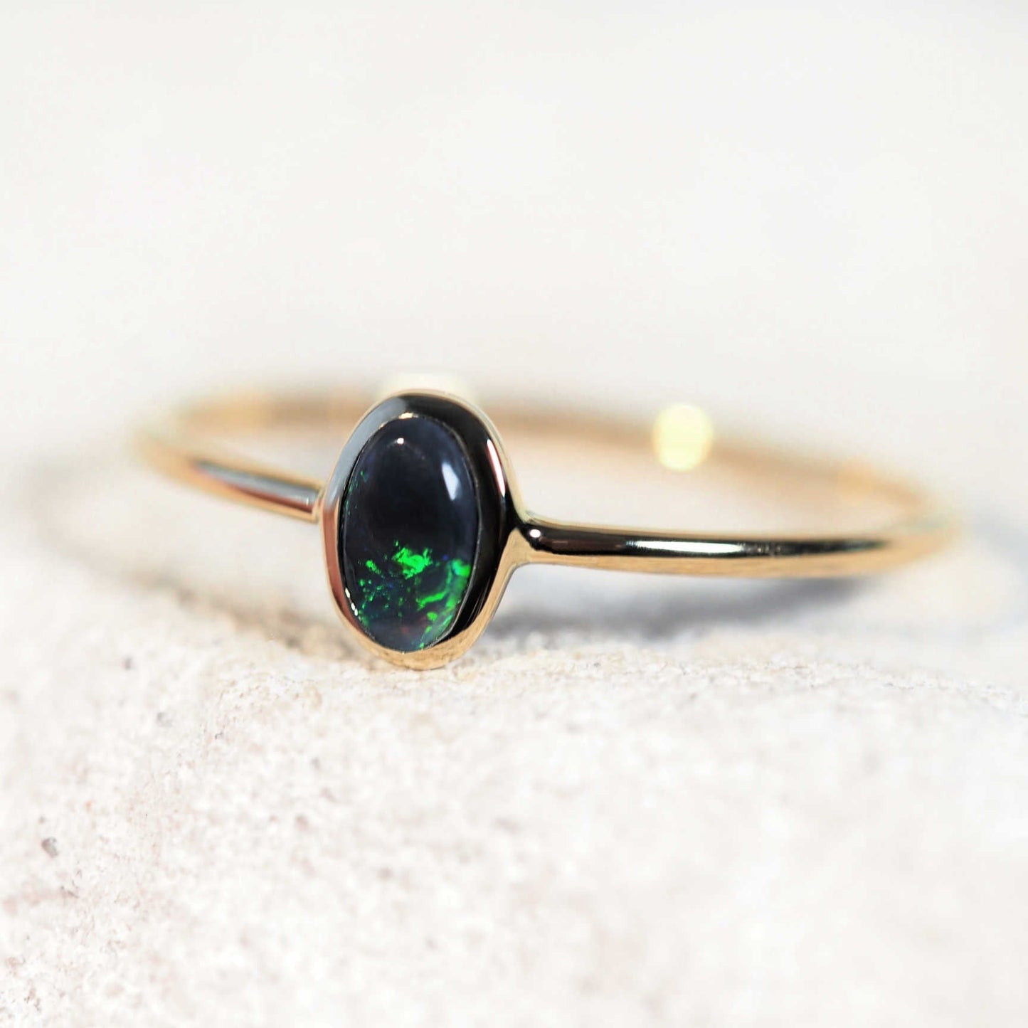 'Maelin' Black Opal Ring 14ct Gold