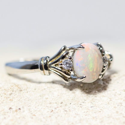 'Maeve' White Opal Ring Silver