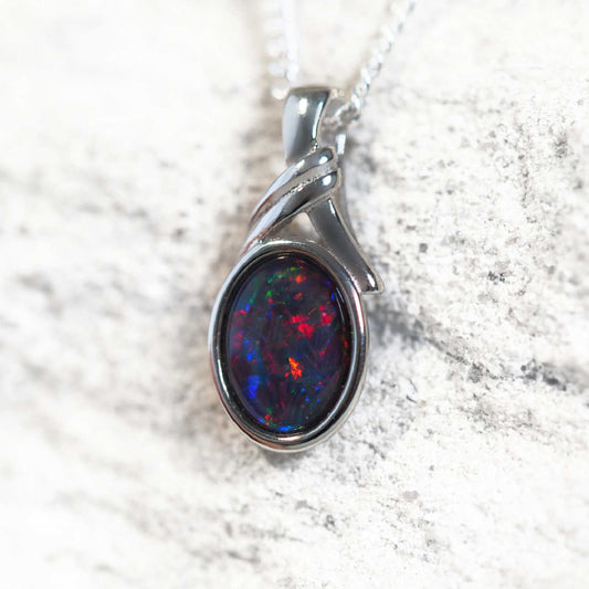 'Malia' Triplet Opal Pendant Silver