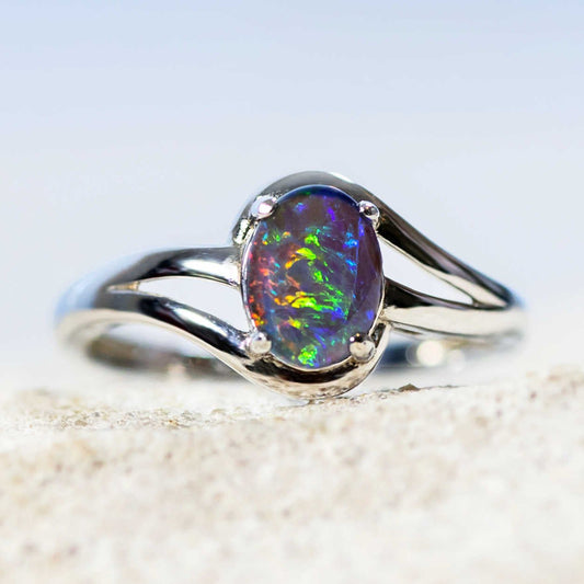 'Margaux' Triplet Opal Ring Silver