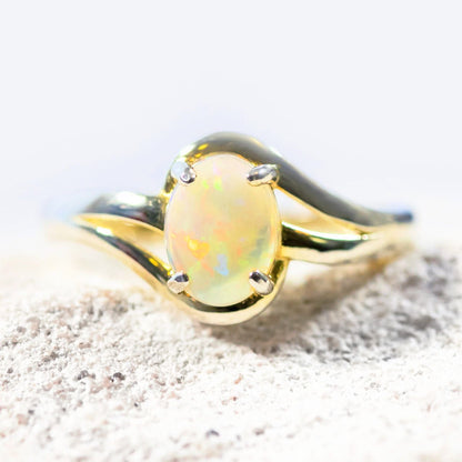 'Margaux' White Opal Ring Gold Plated Silver
