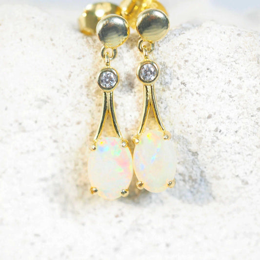 'Marilyn' Crystal Opal Earrings Gold Plated Silver