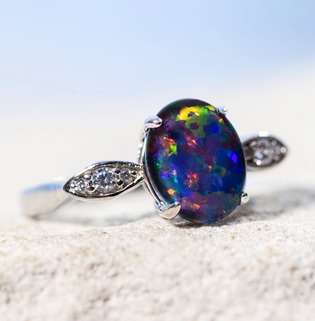 'Marina' Triplet Opal Ring Silver